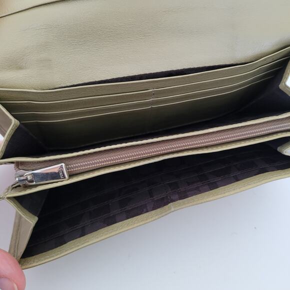 Furla Wallet Large Gathered Soft Geniue Leather Italian Gold Champagne Envelope - Picture 4 of 12